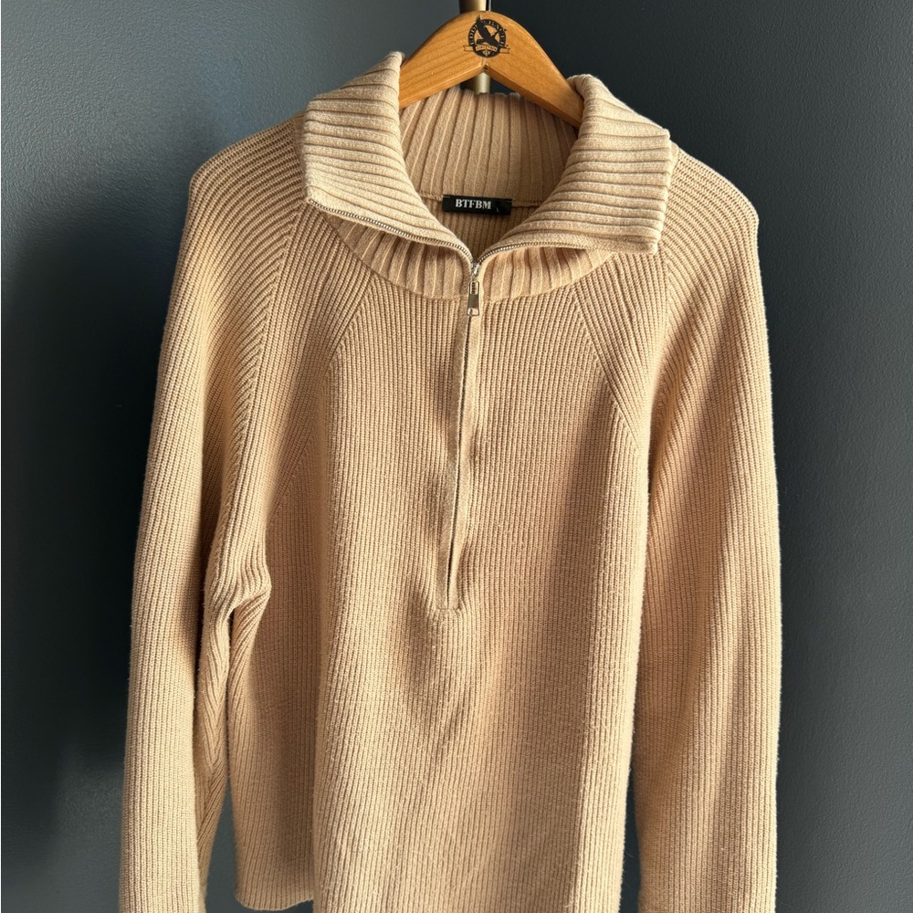 BTFBM Casual Long Sleeve Half Zip Pullover SIZE LARGE